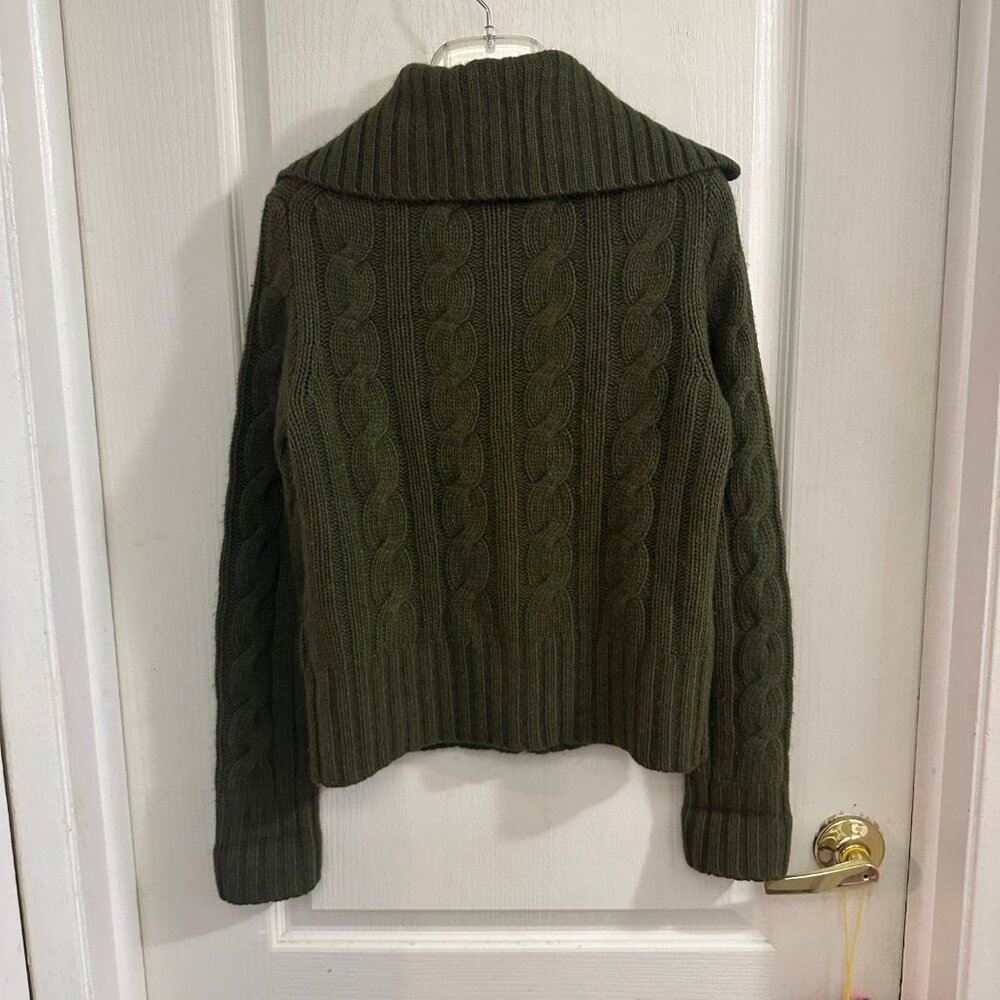 Vintage J. Crew Women Green Cable Cardigan Cashmere Wool Blend Size Small - Picture 6 of 7